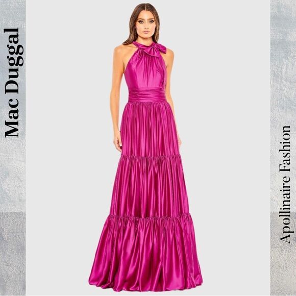 Mac Duggal Pink Halter Maxi Dress - Picture 3 of 8
